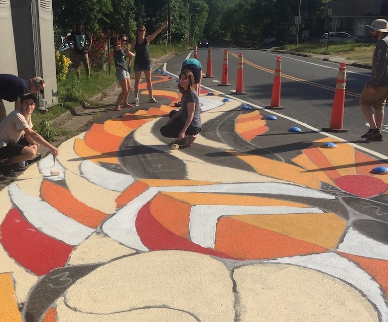 Koi Fish Sidewalk Chalk Mural