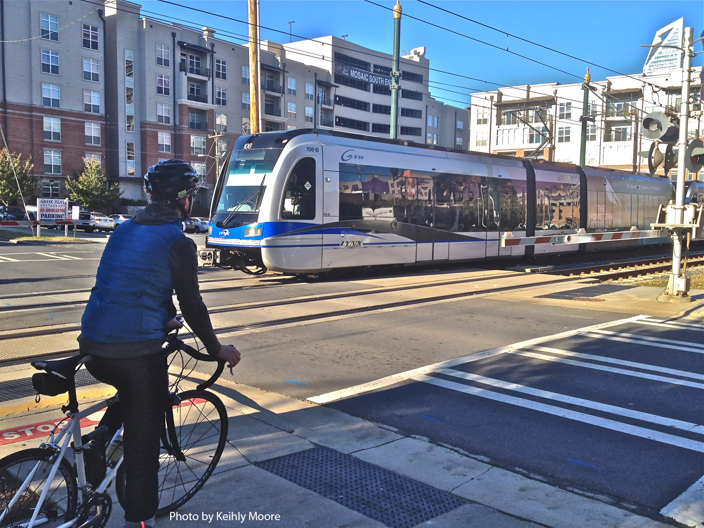 Commuter with a bike on the light rail